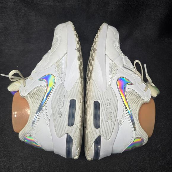 Nike Air Max White & Silver Iridescent Excee Sneakers Running Shoes - Picture 3 of 10